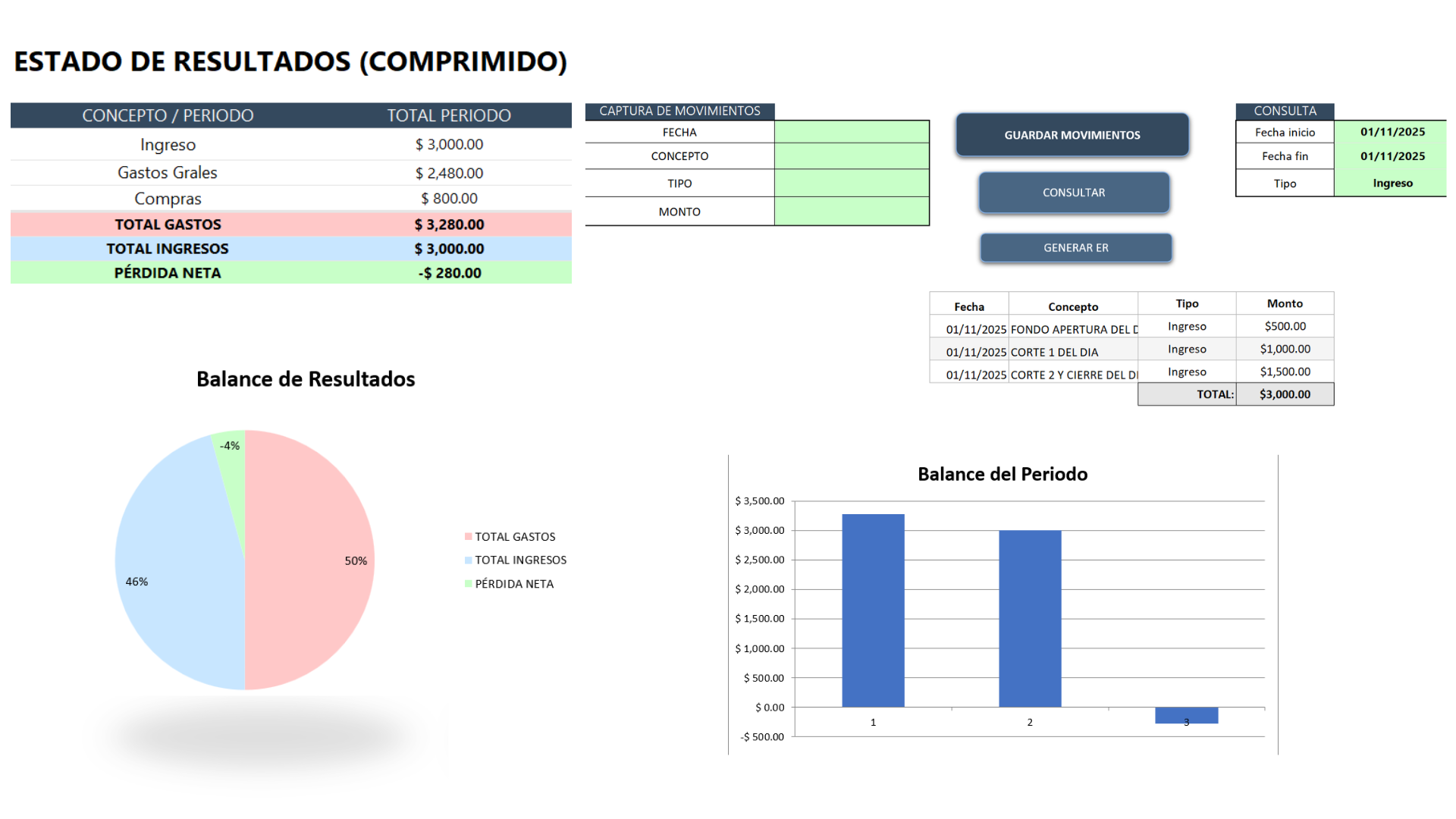 Vista previa de la plantilla de flujo de caja